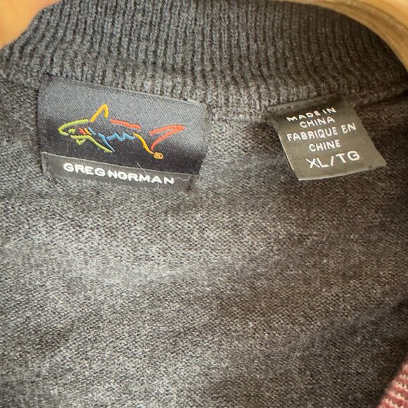 Greg Norman Pullover Sweater Mens XL Gray Plaid  Merino Wool Cotton Long Sleeve - Picture 4 of 9